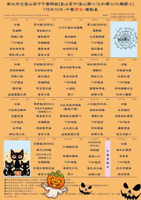 10月菜單